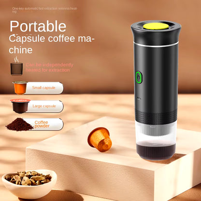 Portable Wireless Electric Espresso Coffee Machine for Travel &Car &Home Camping Coffee Maker 3-In-1 Capsule Powder Coffee Maker