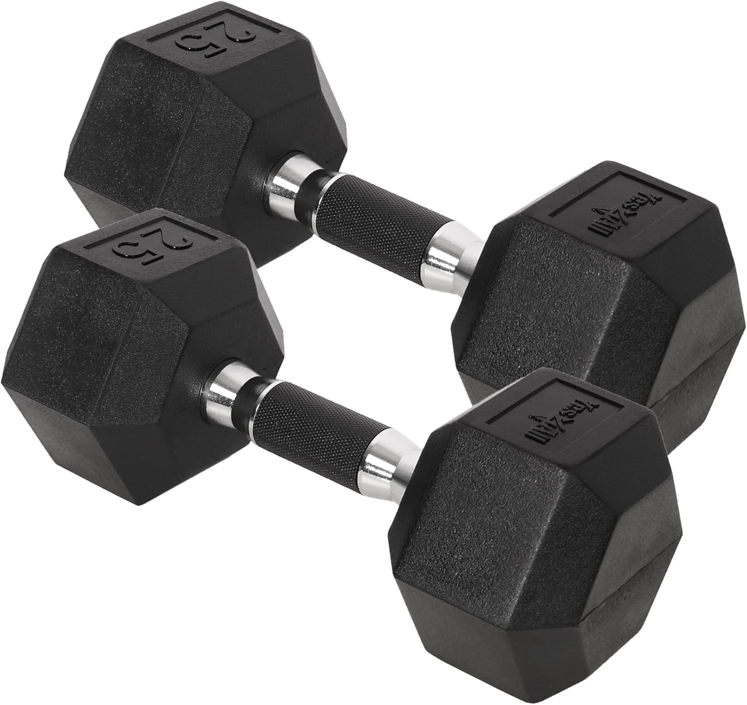 Chrome/Rubber Grip Encased Hex Dumbbells – Hand Weights with Anti-Slip 10-30 LBS Pair